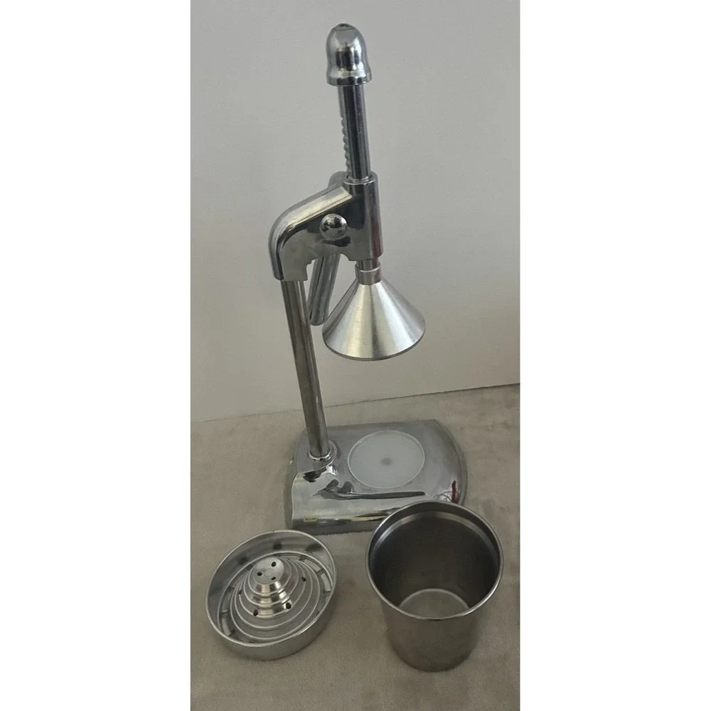 Vintage Commercial Chrome Manual Hand Press Juicer Citrus Heavy Duty